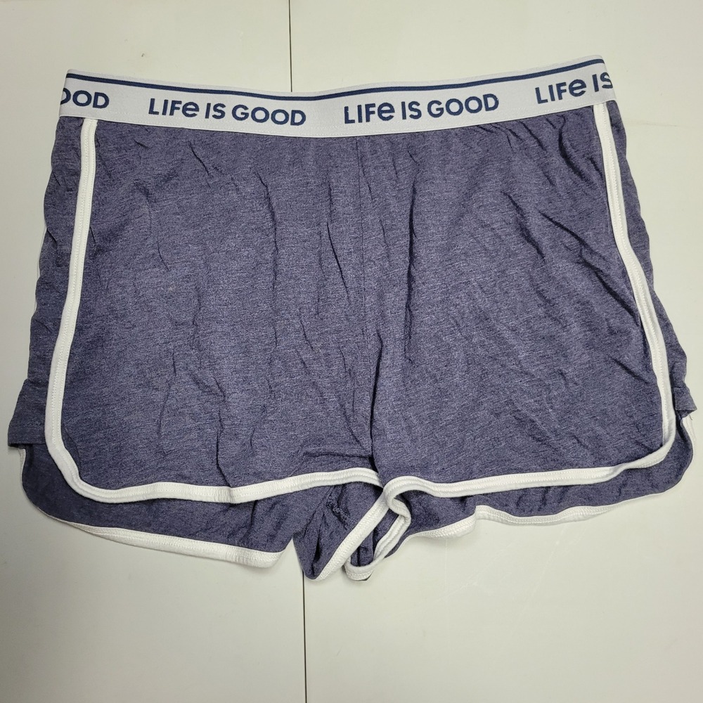 Life Is Good Sleep Shorts Womens XL Blue Heather Lounge Pajama Dolphin Hem